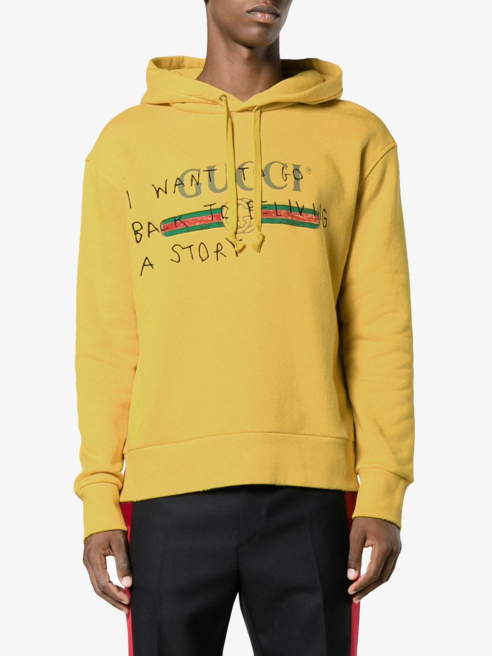 Lyst Gucci Coco Capitán Logo Hoodie in Yellow for Men